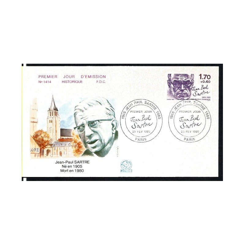 Francja 1985, Jean-Paul Sartre, literature, filozofia. FDC