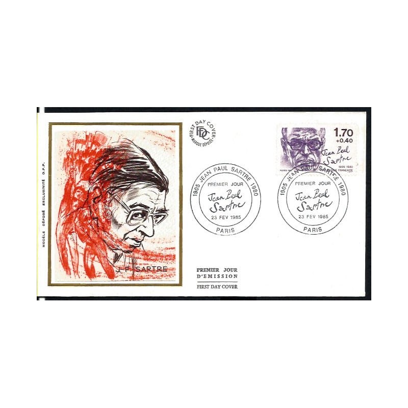 Francja 1985, Jean-Paul Sartre, literature, filozofia. FDC