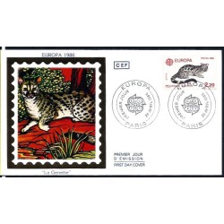 Francja 1986, Ssaki: kot żeneta. EUROPA CEPT. FDC