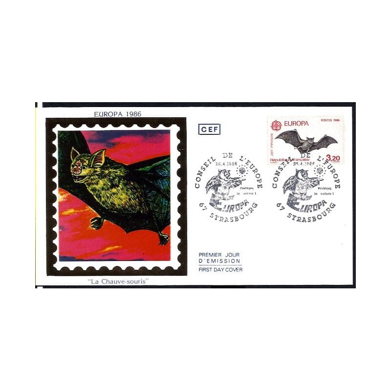 Francja 1986, Ssaki: nietoperz, nietoperze. EUROPA CEPT. FDC