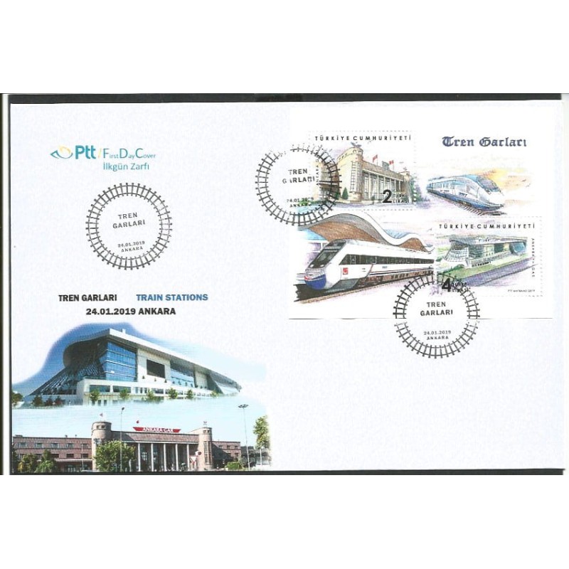 Turcja 2019, Kolej, pociągi. FDC