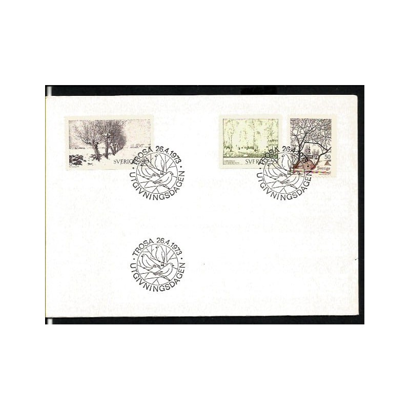Szwecja 1973, Malarstwo, natura. FDC