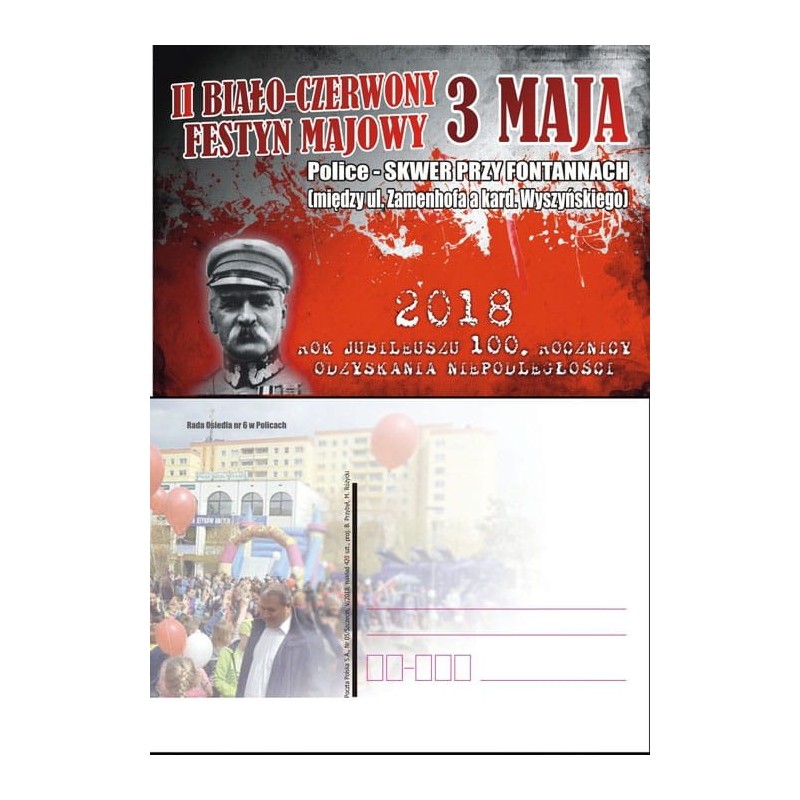 Kartka Szczecin 2018, 3 maja, konstytucja, Piłsudski, niepodległość