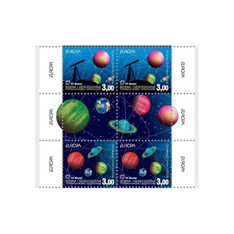 Bośnia 2009, EUROPA CEPT: astronomia, kosmos. Środkowe marginesy **
