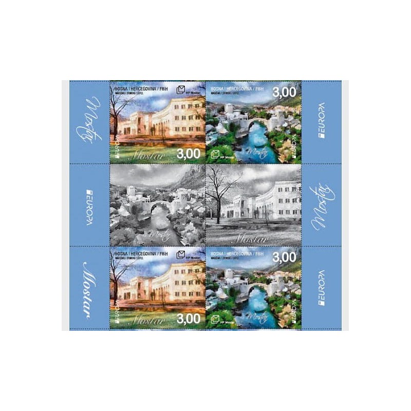 Bośnia 2012, EUROPA CEPT: turystyka, zabytki, mosty. Środkowe marginesy **