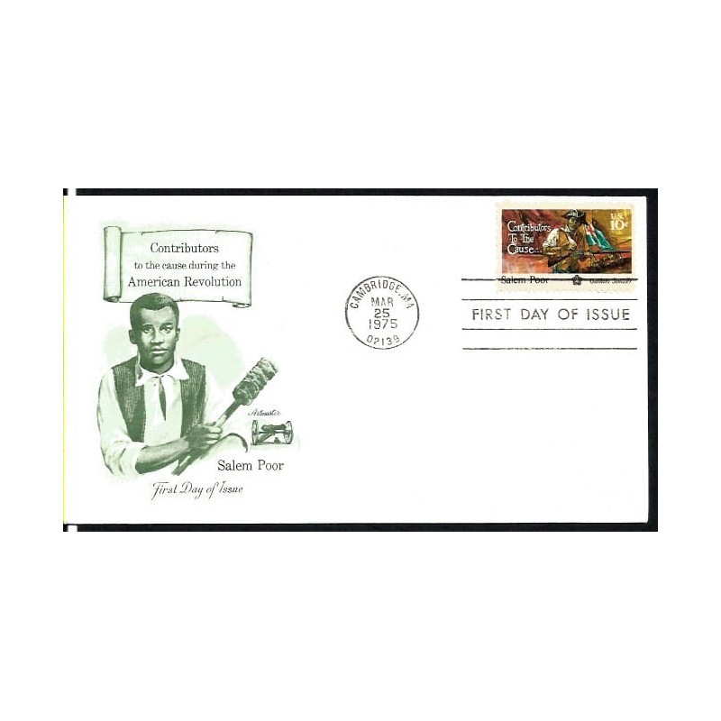 USA 1975, Wojna o niepodległość, czarnoskóry ochotnik. FDC