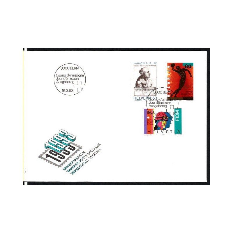 Szwajcaria 1993, Medycyna, górnictwo, sport. FDC