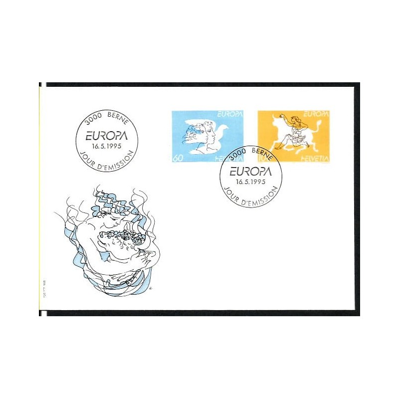 Szwajcaria 1995, EUROPA CEPT, obozy koncentracyjne, pokój. FDC