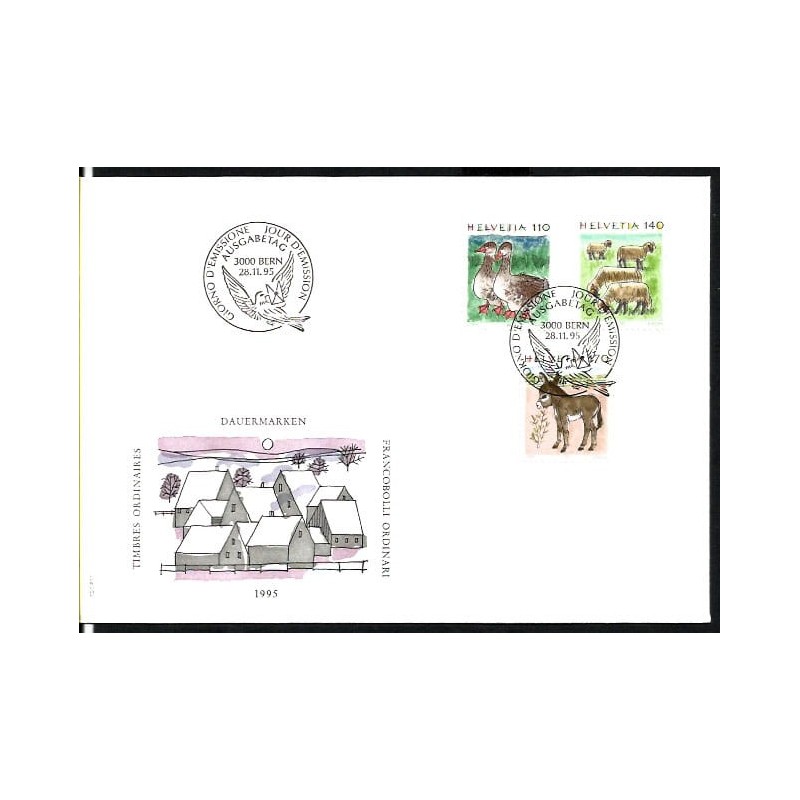Szwajcaria 1995, Fauna. Znaczki obiegowe. FDC