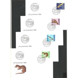 Szwajcaria 1996, Fauna, ryby, ssaki. Boże Narodzenie. Pro Juventute. 4 FDC