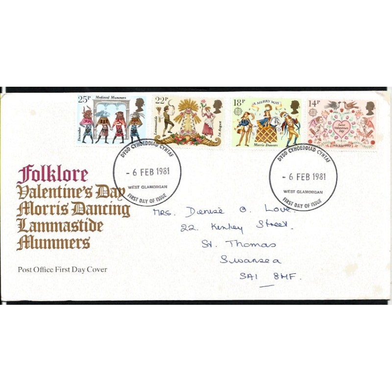 Wielka Brytania 1981, Święta ludowe, muzyka. FDC