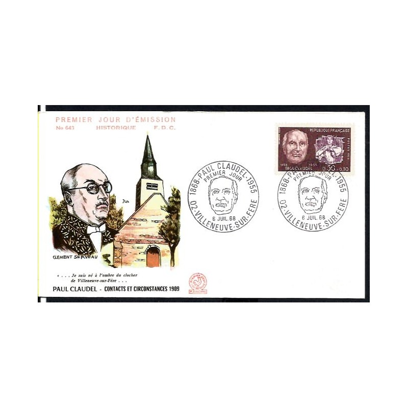 Francja 1968, P. Claudel, poezja. FDC