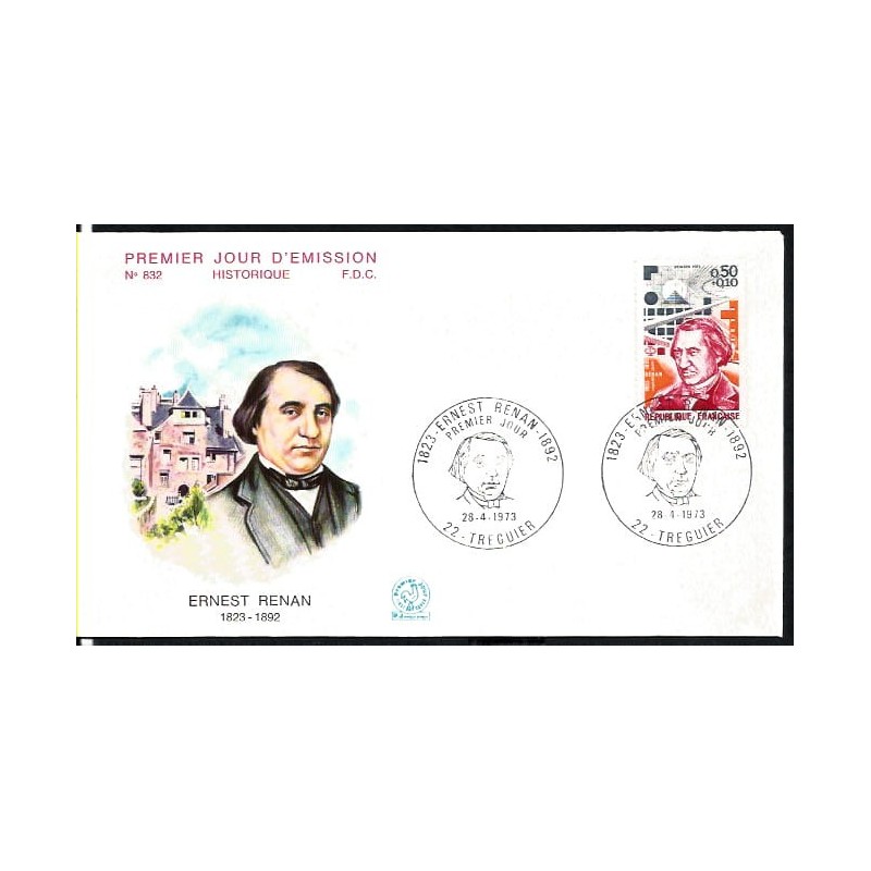 Francja 1973, E. Renan, literatura. FDC