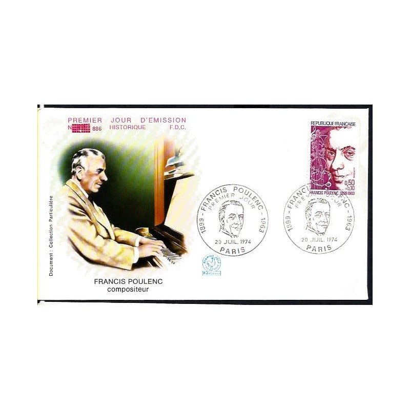Francja 1974, F. Poulenc, muzyka. FDC