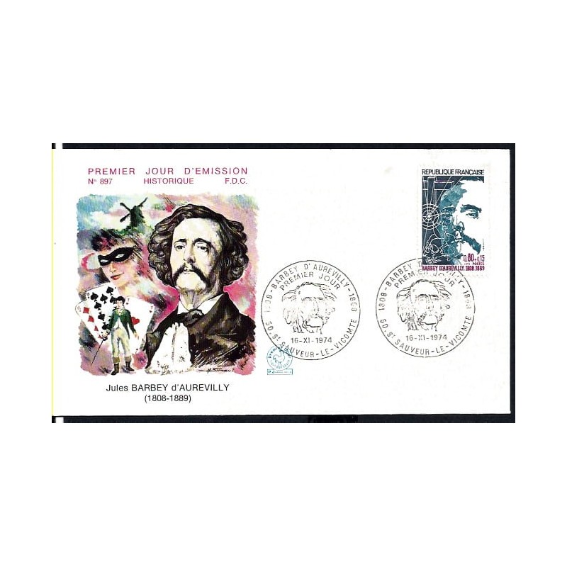 Francja 1974, J. B. d’Aurevilly, literatura. FDC