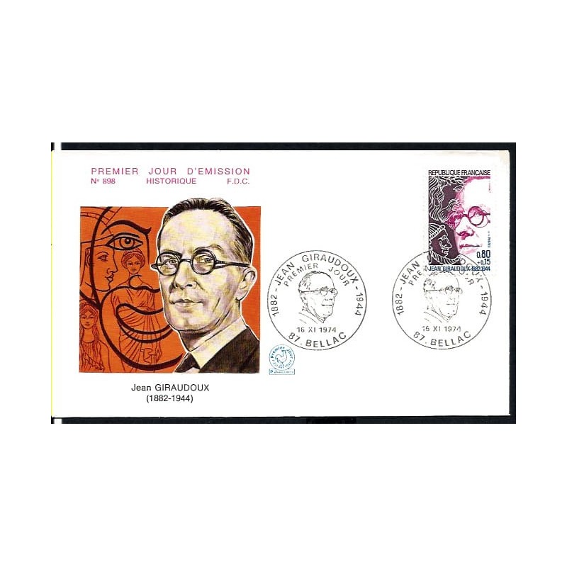 Francja 1974, Jean Giraudoux, literatura. FDC