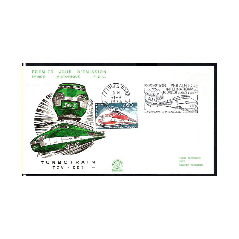 Francja 1974, Kolej, pociąg TGV. FDC