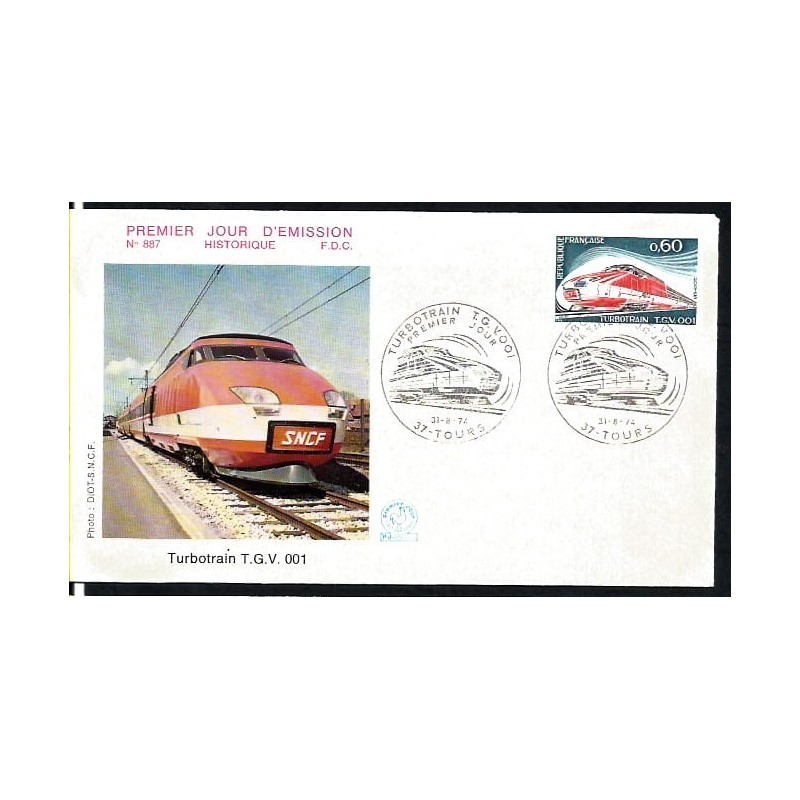Francja 1974, Kolej, pociąg TGV. FDC