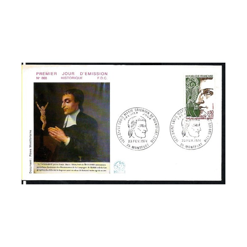 Francja 1974, Święty Ludwik M. G. de Montfort. FDC