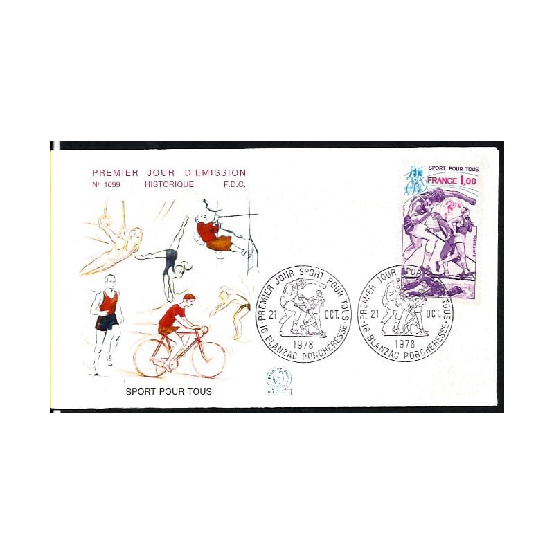 Francja 1978, Sport: narciarstwo rower pływanie. FDC