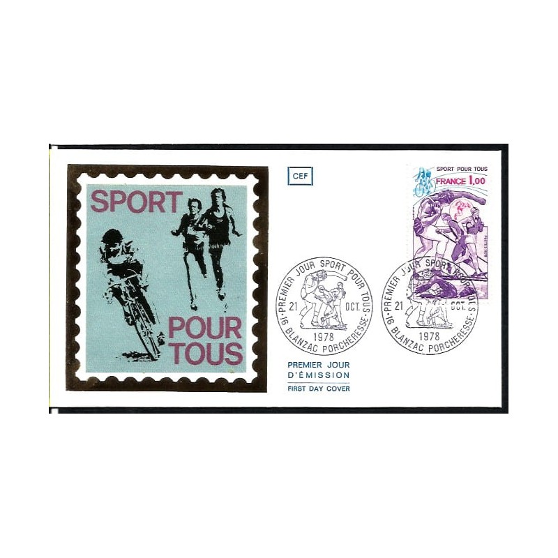 Francja 1978, Sport: narciarstwo rower pływanie. FDC