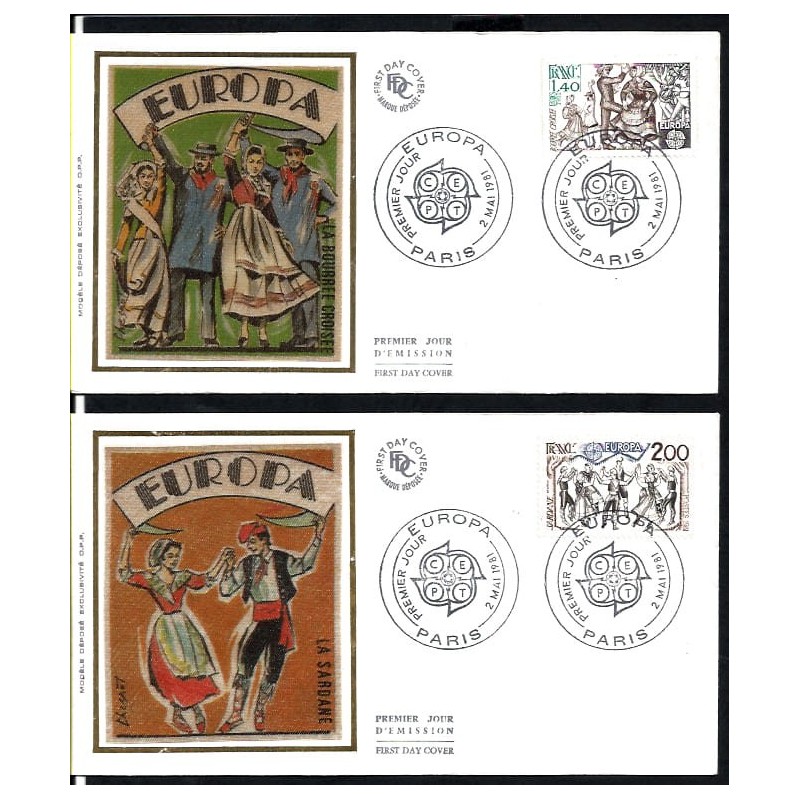 Francja 1981, EUROPA CEPT, taniec, muzyka, folklor. 2 FDC
