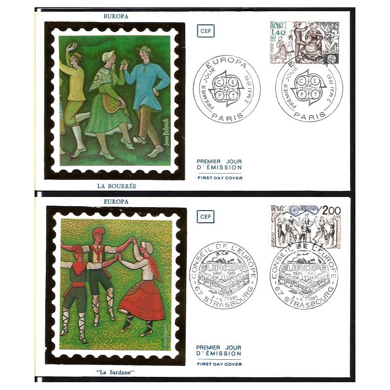 Francja 1981, EUROPA CEPT, taniec, muzyka, folklor. 2 FDC
