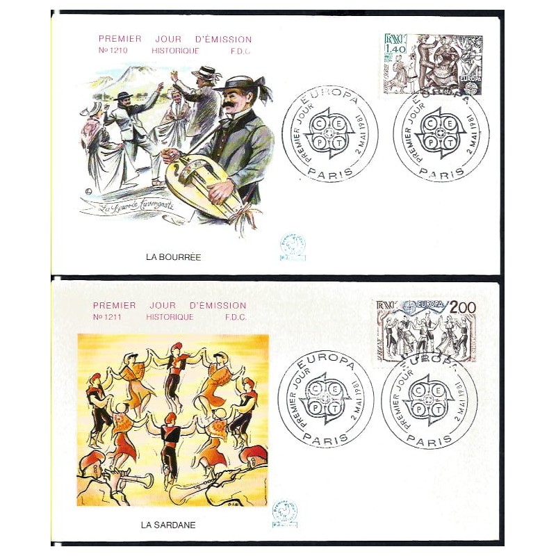 Francja 1981, EUROPA CEPT, taniec, muzyka, folklor. 2 FDC