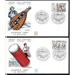 Francja 1981, EUROPA CEPT, taniec, muzyka, folklor. 2 FDC