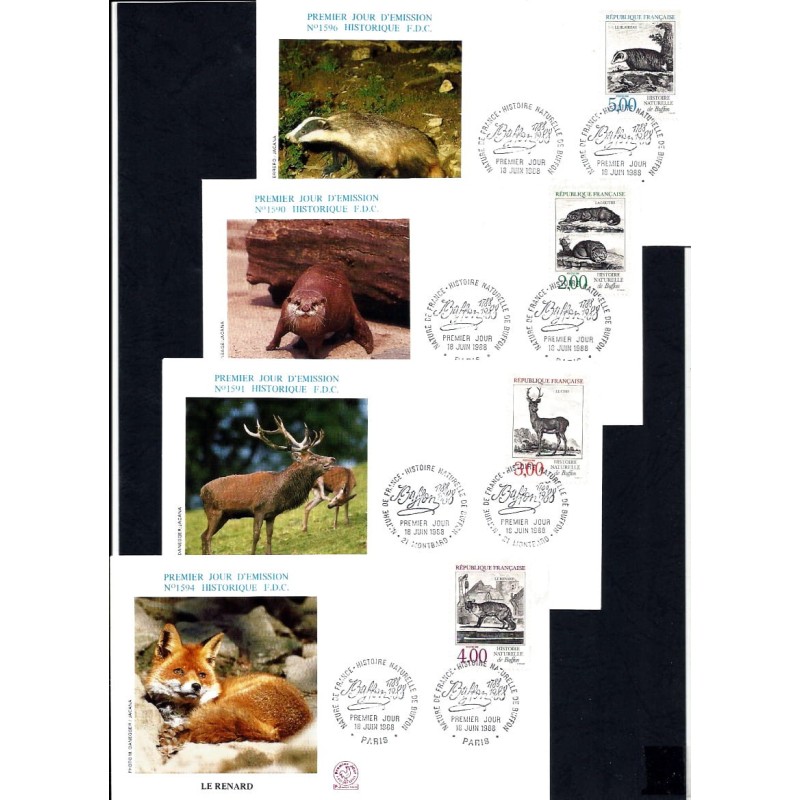 Francja 1988, Fauna, zwierzęta. 4 FDC
