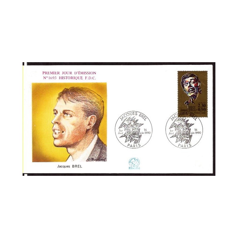 Francja 1990, J. Brel, muzyka, piosenka. FDC
