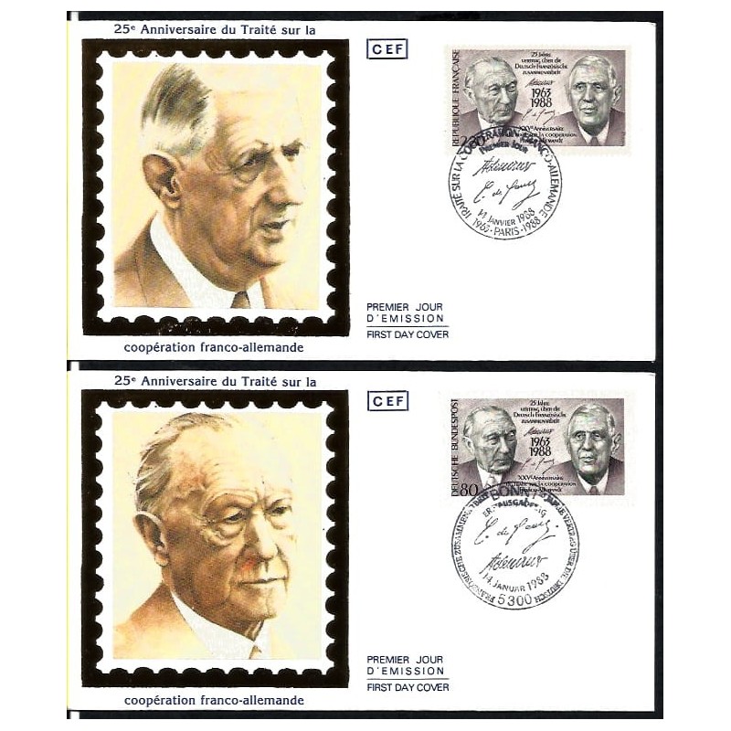 Francja i Niemcy 1988, Dyplomacja, de Gaulle Adenauer. 2 FDC