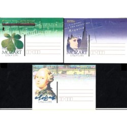 Kartka Kielce 2001, W. A. Mozart, muzyka. 3 kartki, papier powlekany