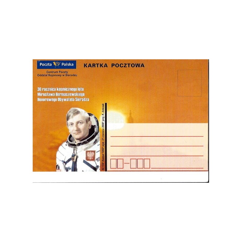 Kartka Sieradz 2008, kosmos, M. Hermaszewski