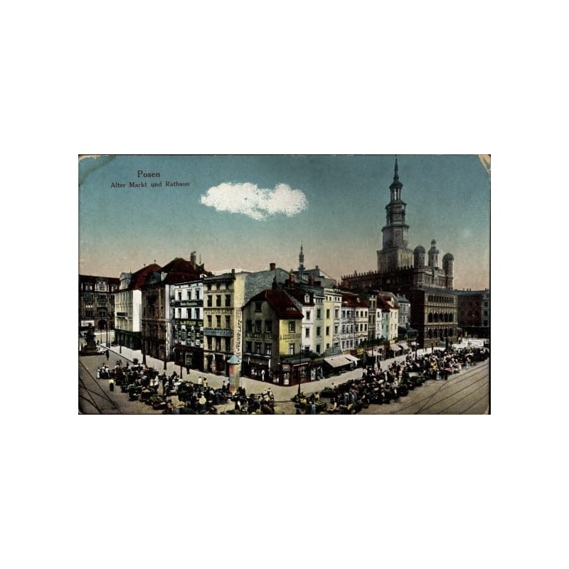 Poznań, rynek i ratusz, obieg 1916