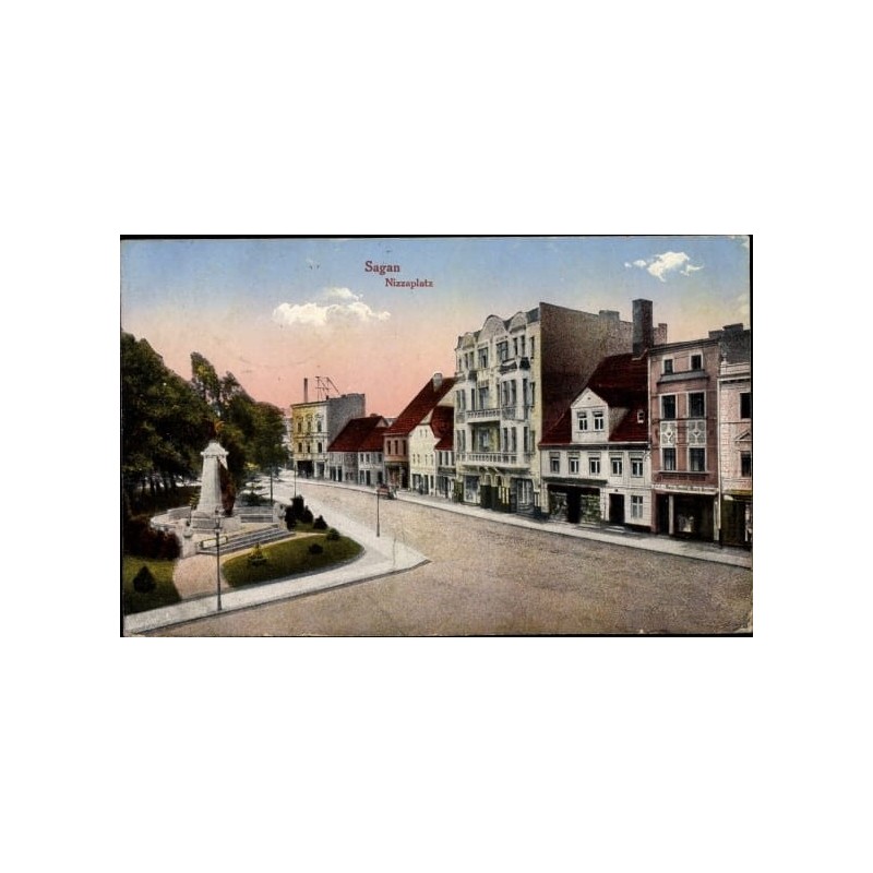Żagań, plac, obieg 1913, poczta kolejowa