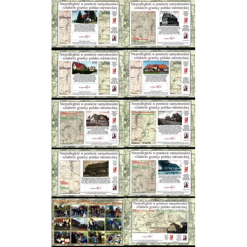 Dawna granica Polska-Niemcy, Namysłów, Rychtal, mapa, mapy. 10 widokówek. Wyd. Namislavia 2019