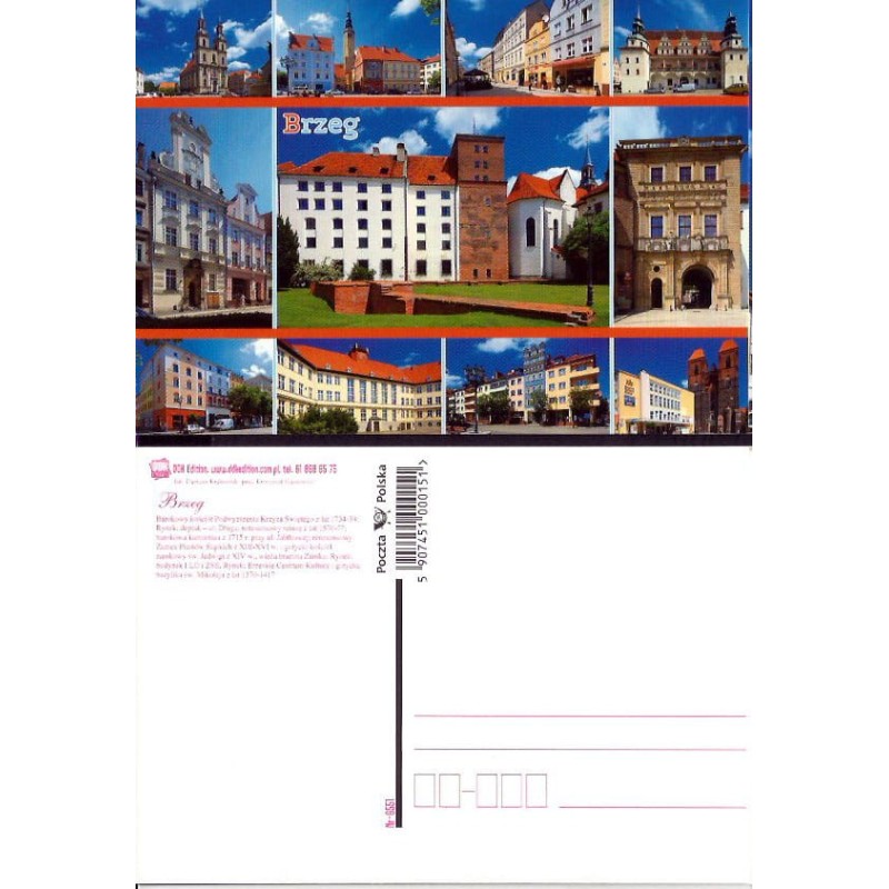 Brzeg, zamek, ratusz, kościół, św. Jadwiga, św. Mikołaj. Wyd. DDK - Poczta Polska