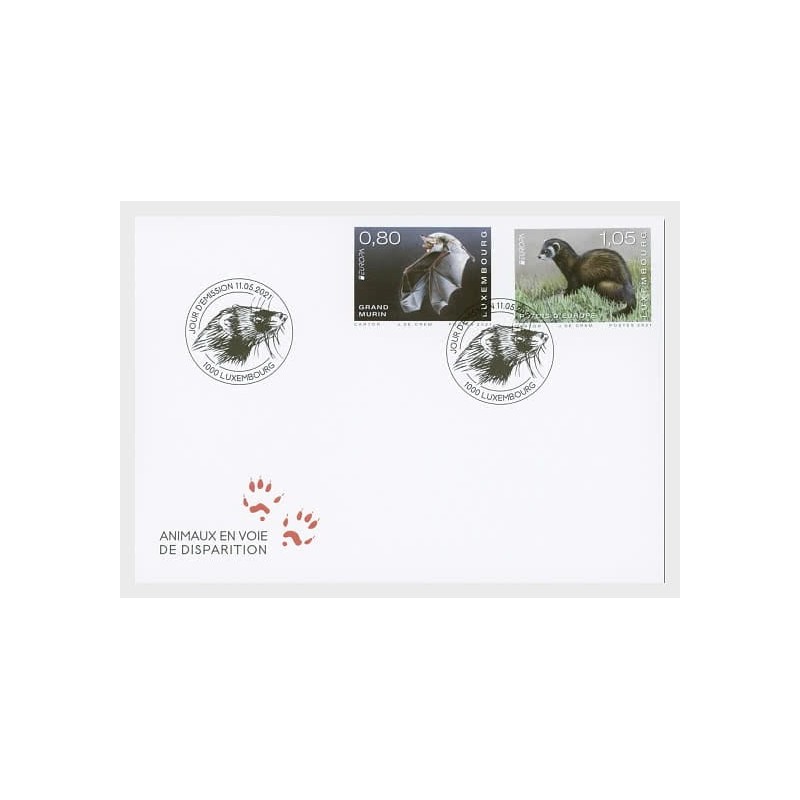 Luksemburg 2021, EUROPA CEPT: fauna, nietoperz, tchórz. FDC