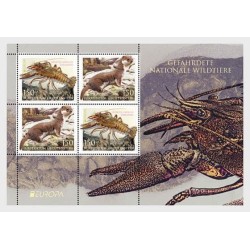 Liechtenstein 2021, EUROPA CEPT: fauna: rak i łasica. Blok **
