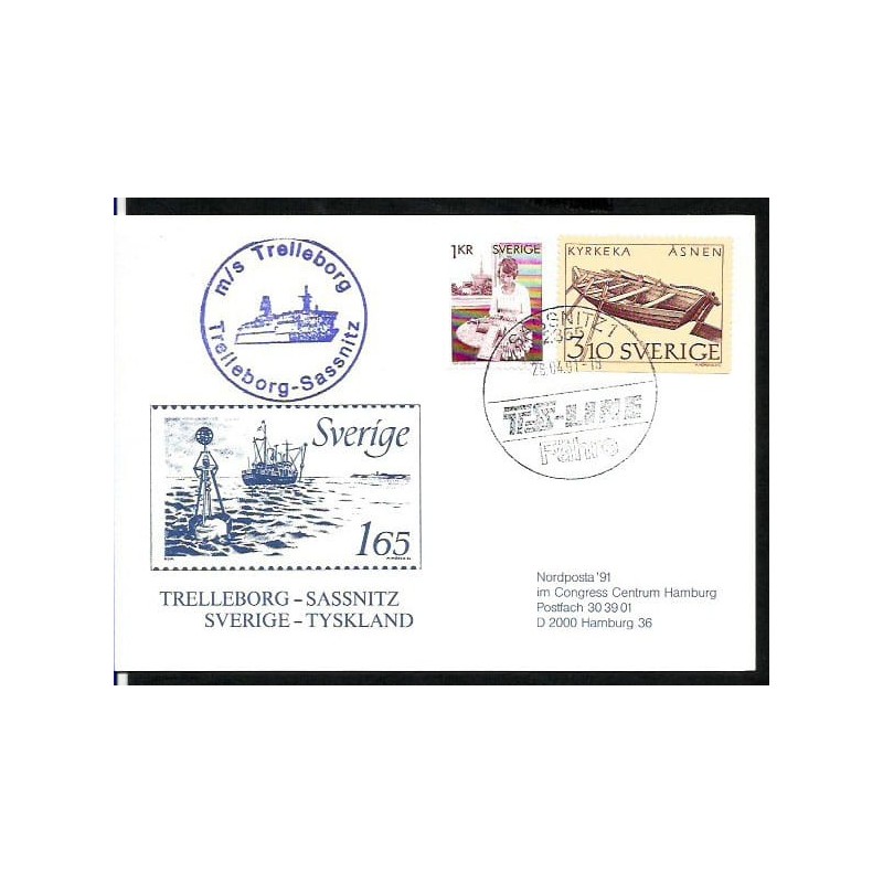 Szwecja-Niemcy 1991, Prom Sassnitz Trelleborg. Poczta promowa