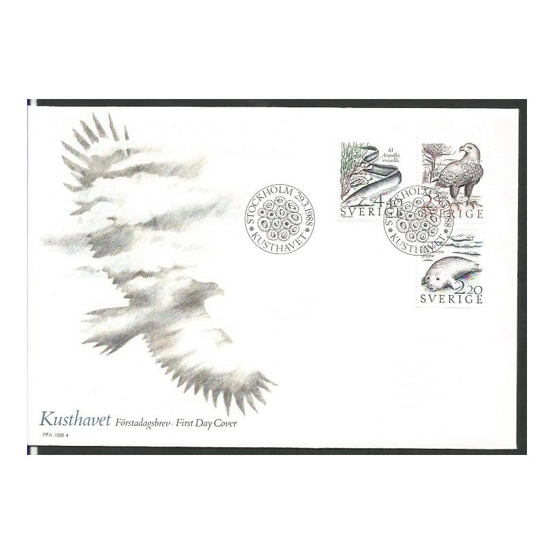 Szwecja 1988, Ptaki, ssaki, gady. FDC