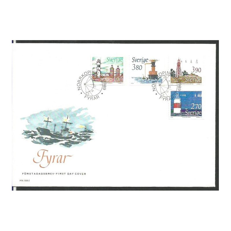 Szwecja 1989, Latarnie morskie. FDC
