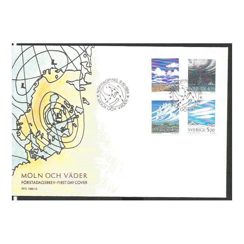 Szwecja 1990, Meteorologia, pogoda. FDC