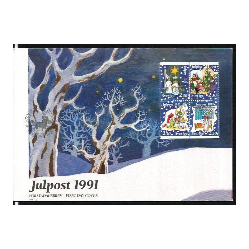 Szwecja 1991, Boże Narodzenie. FDC