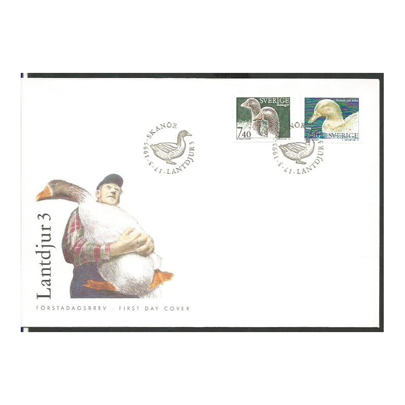 Szwecja 1995, Ptak kaczka. FDC
