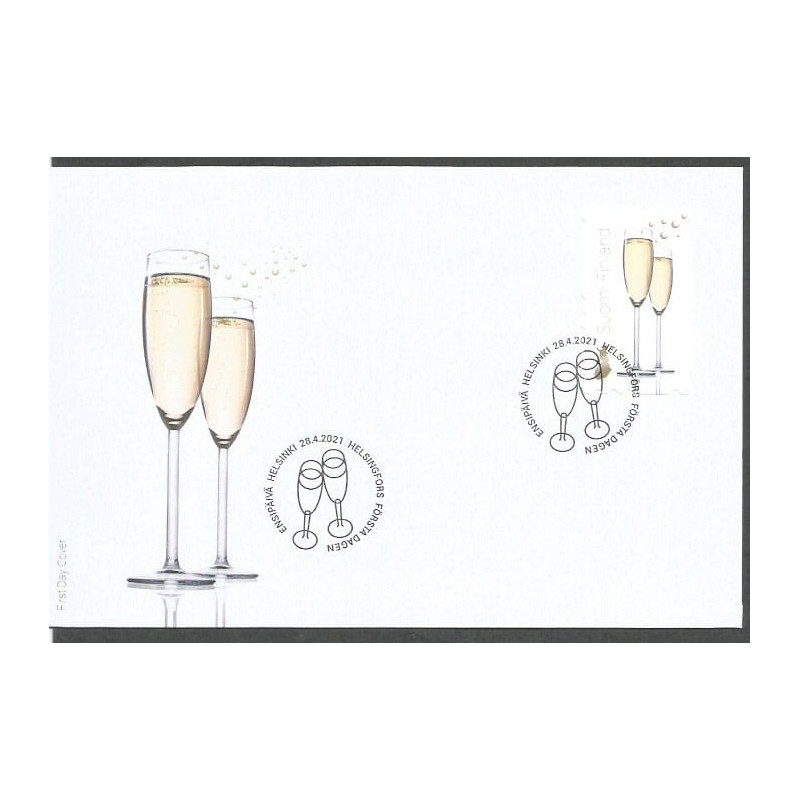 Finlandia 2021, Wino, szampan. FDC