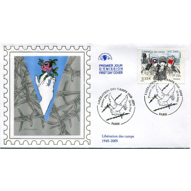 Francja 2005, II wojna, obozy koncentracyjne, 60 rocznica wyzwolenia. FDC