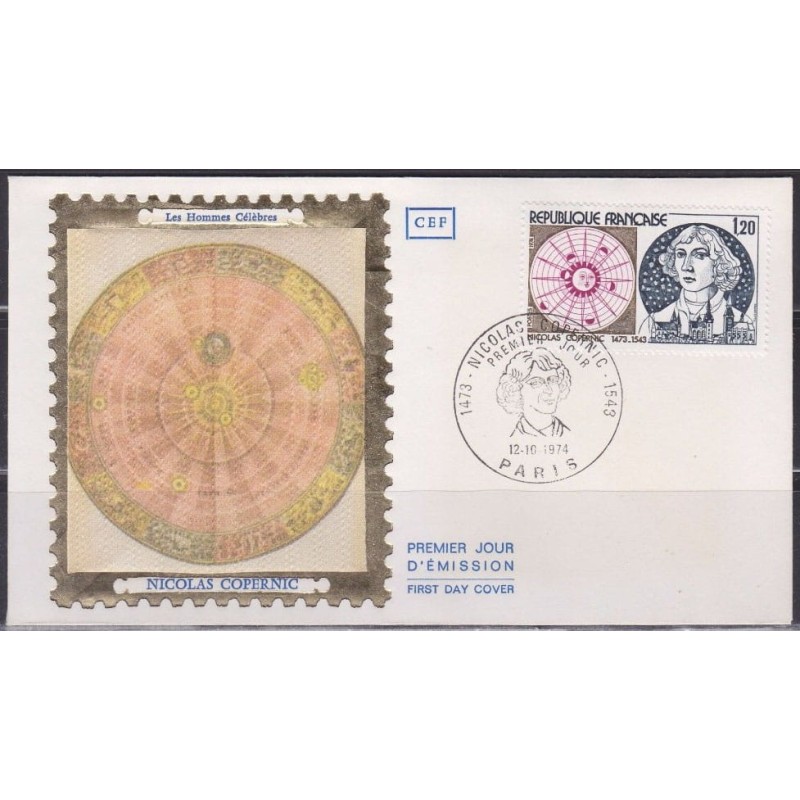 Francja 1974, Mikołaj Kopernik, astronomia. FDC