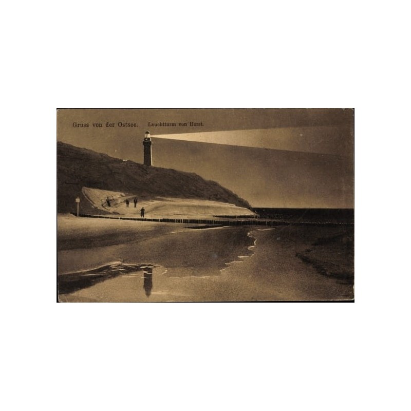 Niechorze, plaża, latarnia morska. Obieg 1913